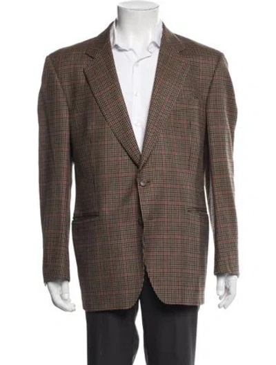Pre-owned Dunhill Vintage Houndstooth Print Blazer In Brown
