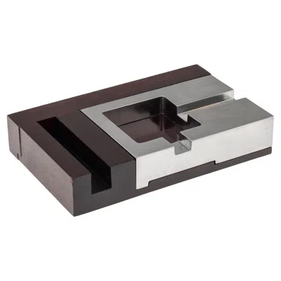 Pre-owned Dunhill Vintage Italian Mahogany Ashtray By Alfred , 1970 In Gray