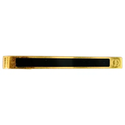 Pre-owned Dunhill Vintage One Size Gold Black Stripe Metal Tie Clip