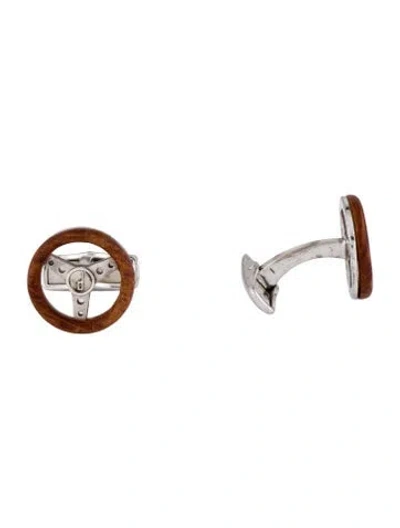 Pre-owned Dunhill Wooden Steering Wheel Cufflinks In Multi