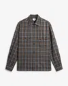 Dunhill Wool Cashmere Check Military Overshirt In Brown