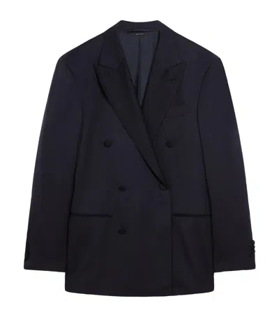 Dunhill Wool-cashmere Evening Suit Jacket In Blue