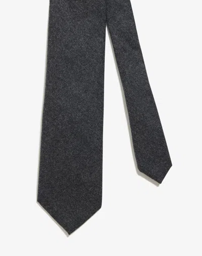 Dunhill Wool Cashmere Flannel 5 Fold Woven Tie In Grey