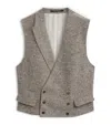 Dunhill Wool Donegal Tweed Double-breasted Waistcoat In Gray