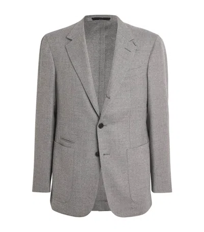 Dunhill Wool Double-breasted Blazer In Mid Grey
