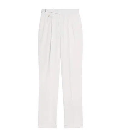 Dunhill Wool Double-pleated Formal Trousers In White