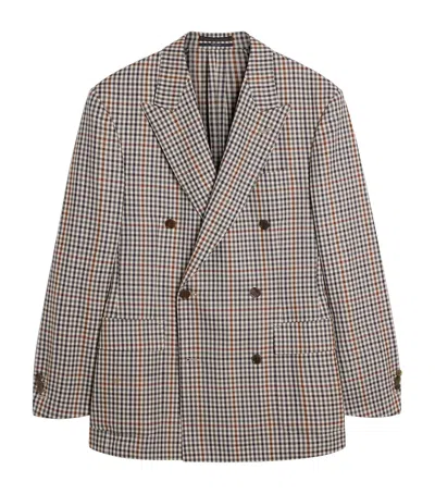 Dunhill Wool Gingham Blazer In Brown