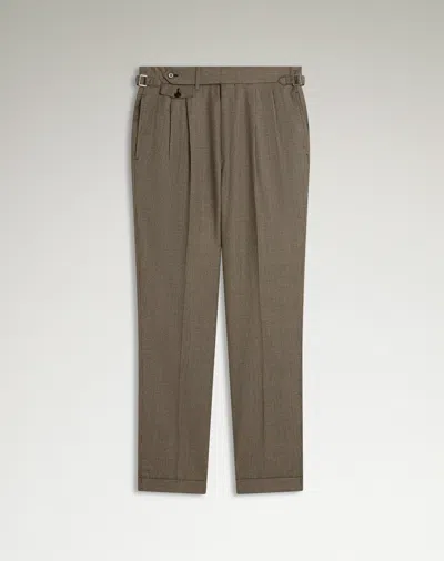 DUNHILL WOOL GLEN CHECK DOUBLE PLEATED TROUSERS