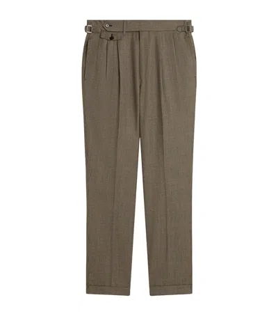 Dunhill Wool Glen Check Trousers In Brown