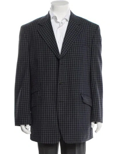 Pre-owned Dunhill Wool Plaid Print Blazer In Blue