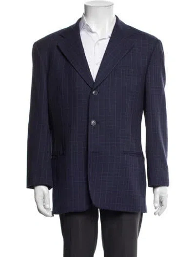 Pre-owned Dunhill Wool Plaid Print Blazer In Blue