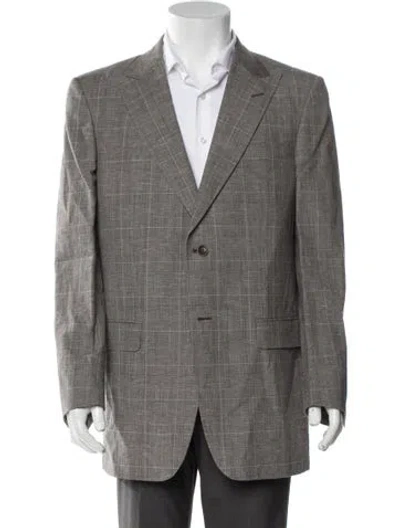 Pre-owned Dunhill Wool Plaid Print Blazer In Gray