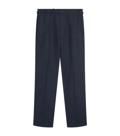 Dunhill Wool Pleated Trousers In Blue