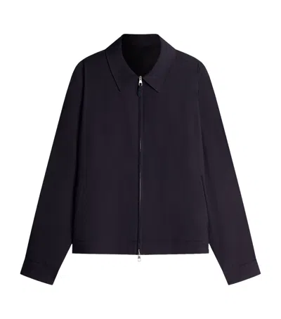 Dunhill Wool Silk Point Collar Blouson In Black