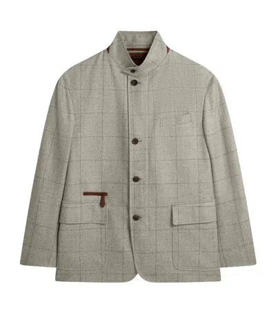 DUNHILL WOOL-SILK HERRINGBONE TRAVEL JACKET