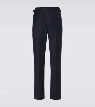 Dunhill Wool Slim Pants In Blue