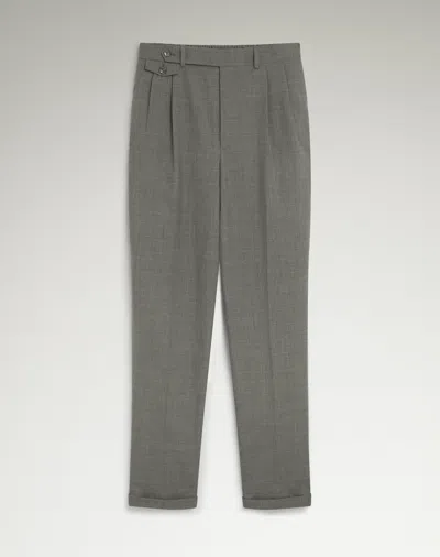 Dunhill Wool Super 130's And Cashmere Double Pleated Travel Trousers In Grey