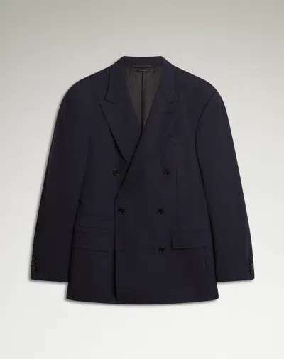 Dunhill Wool Super 170's Chalkstripe Bourdon Double Breasted Jacket In Black