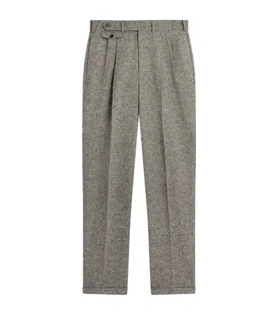 Dunhill Wool Tweed Donegal Travel Trousers In Gray