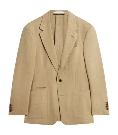 Dunhill Wool Twill Windowpane Check Bourdon Sports Coat In Neutral