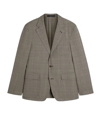 Dunhill Wool-cashmere Check Cavendish Blazer In Neutral