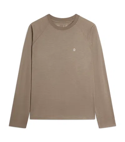 Dunhill Wool-cashmere Long-sleeve T-shirt In Beige