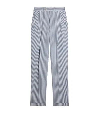 Dunhill Wool-silk Double-pleated Stripe Trousers In Multi