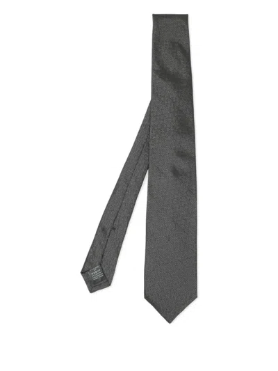 Pre-owned Dunhill Woven-pattern Tie In Gray
