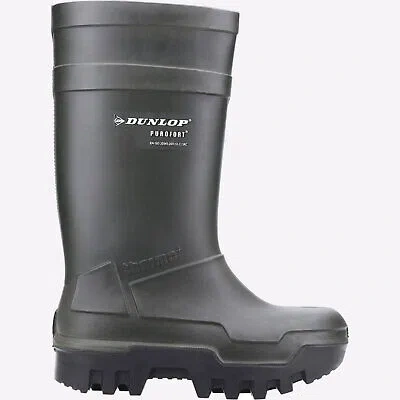 Pre-owned Dunlop Mens Purofort Thermo+ Full Safety Wellington Agriculture Boot Green