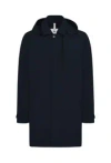 Duno - Bi-stretch 3-layer Fabric Trench With Hood. Storm Udine 845blu Shirt Collar