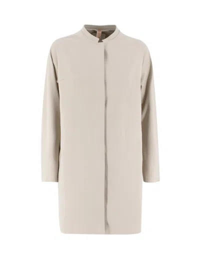 Duno Beige Technical Fabric Jacket With Mandarin Collar In Neutral
