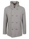 Duno Bi-stretch Fabric Peacoat With Detachable Bib And Reflective Details In Gray