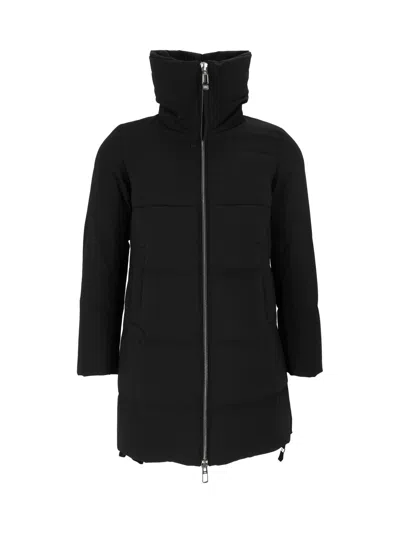 Duno Black High-collar Adjustable Drawstring Jacket