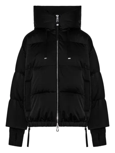 Duno Black Quilted Puffer Jacket With Hood