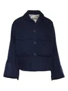 Duno Cropped Jacket With Classic Collar In Blue