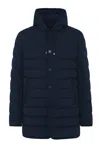 Duno Quilted Hooded Coat In Blu Blu E Verdi