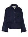 Duno Cropped Jacket With Classic Collar In Blue