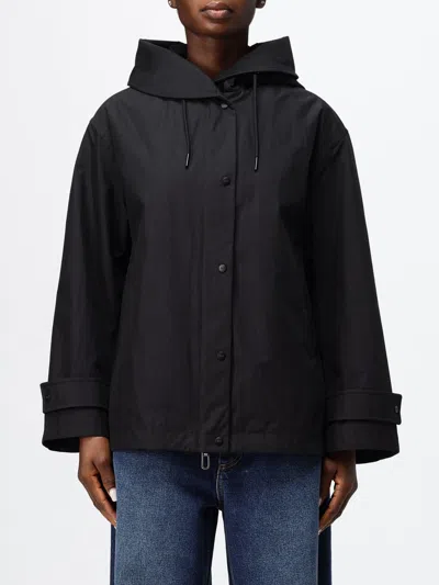 Duno Cynia Chia Elva Short Technical Fabric Trench Coat With Hood In Black