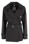 Duno Double-breasted Structured Jacket With Waist Belt In Gray