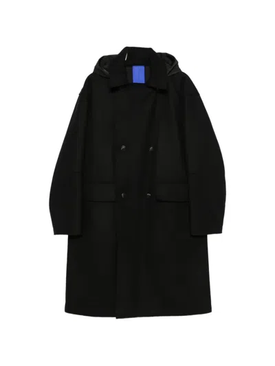 Duno Double-breasted Hooded Coat In Black