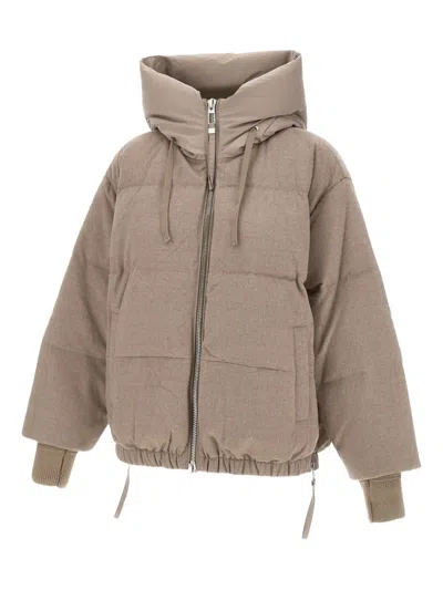 Duno Drawstring-hooded Padded Jacket In Brown