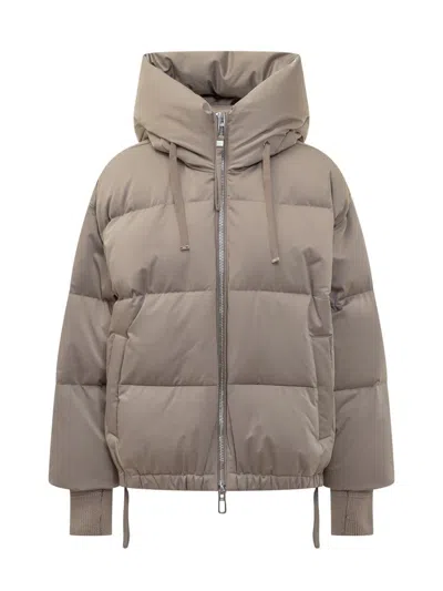 Duno Beige Down Jacket With Padded Hood In Multi