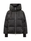 Duno Black Down Jacket With Padded Hood In Multi