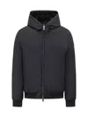 Duno Black Hooded Jacket In Technical Fabric In Blue