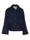 Duno Cropped Jacket With Classic Collar In Blue