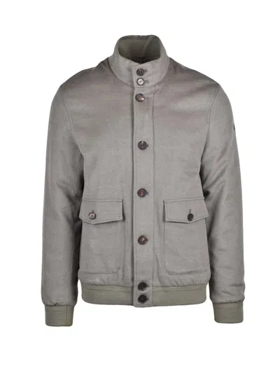 Duno Green Hybrid Quilted Wool-blend Jacket In Gray