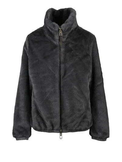 Duno Grey Polyester Eco Coat In Black