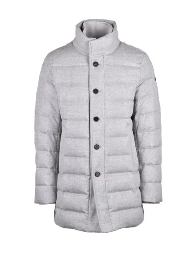 Duno Grey Quilted Orlando Prato Wool-blend Down Jacket In Gray