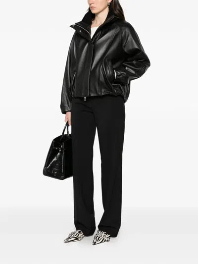 Duno High-neck Panelled Coat In Black