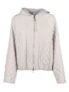 Duno Honeycomb Pattern Hooded Quilted Down Jacket In Gray
